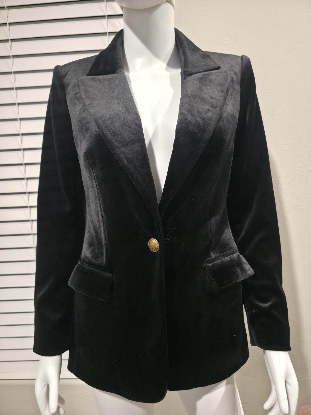 Express Black Velvet Single-Button Blazer Jacket